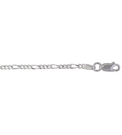 2.2mm Figaro Chain, 16" - 36" Length, Sterling Silver